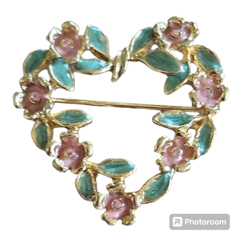 Vintage Enameled Gold Plate Brooch